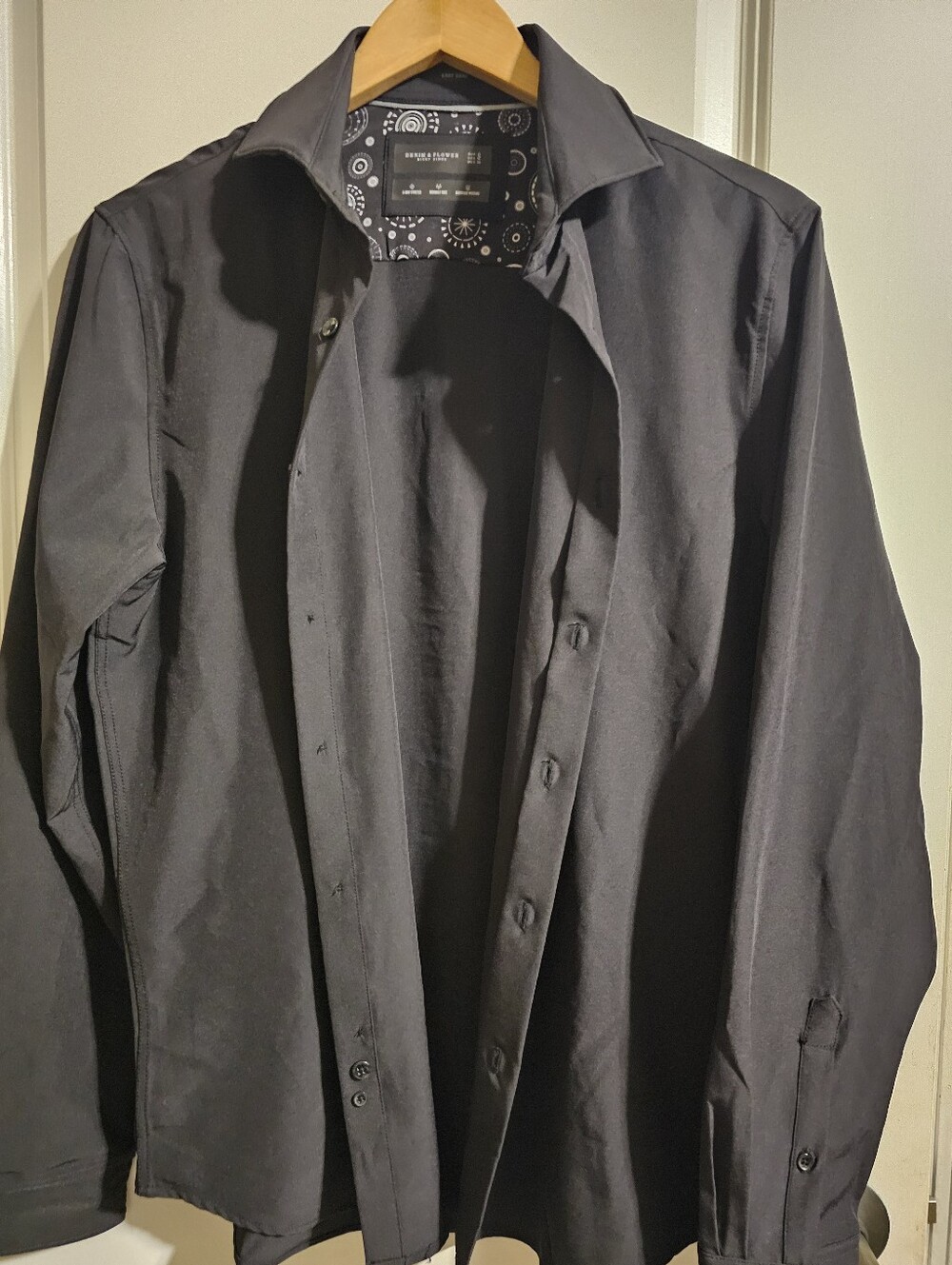 Denim & Flower Black Men's Long-Sleeve Dress Shirt